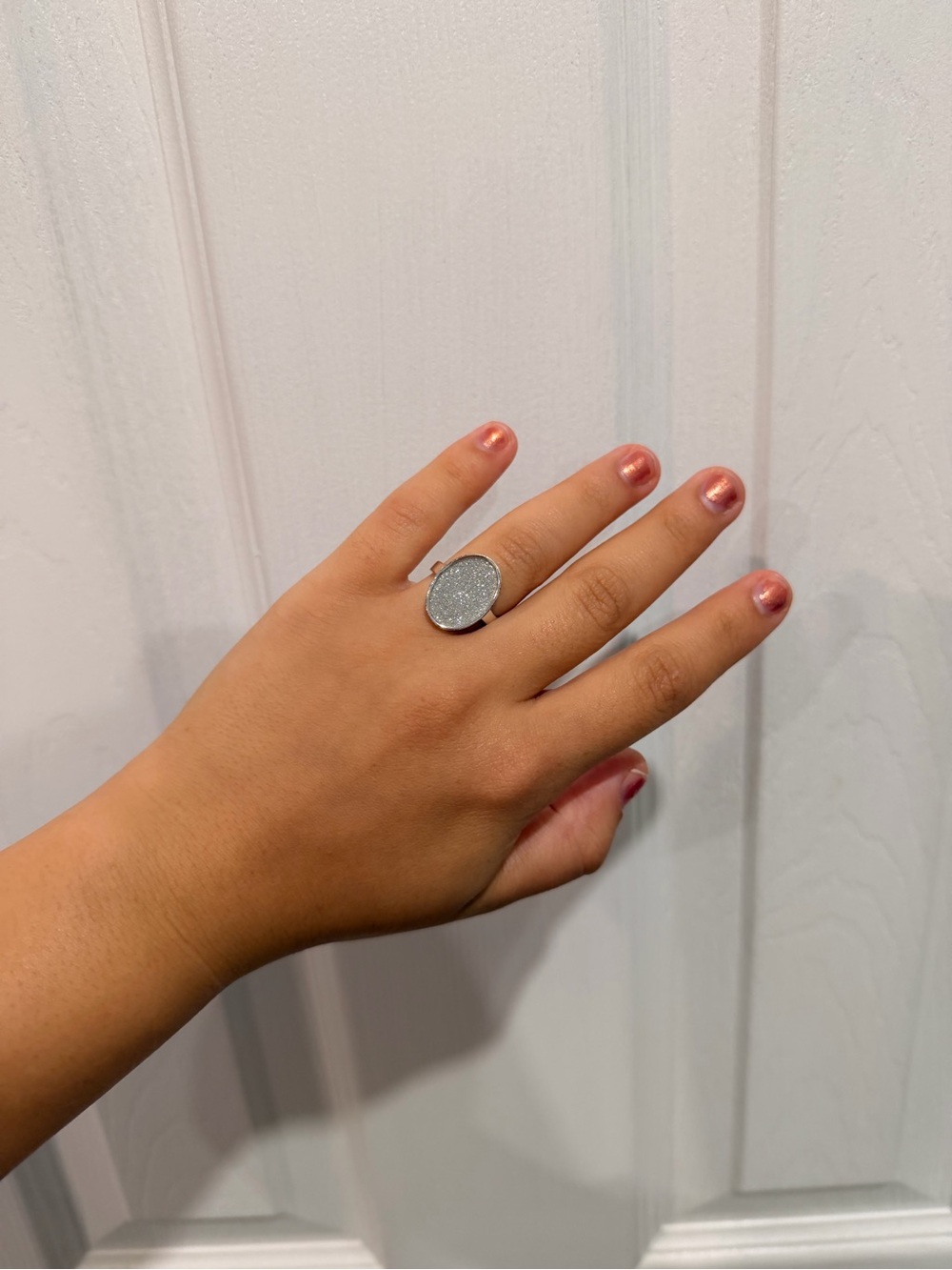 Francesca's Collections Silver Oval Druzy Ring
